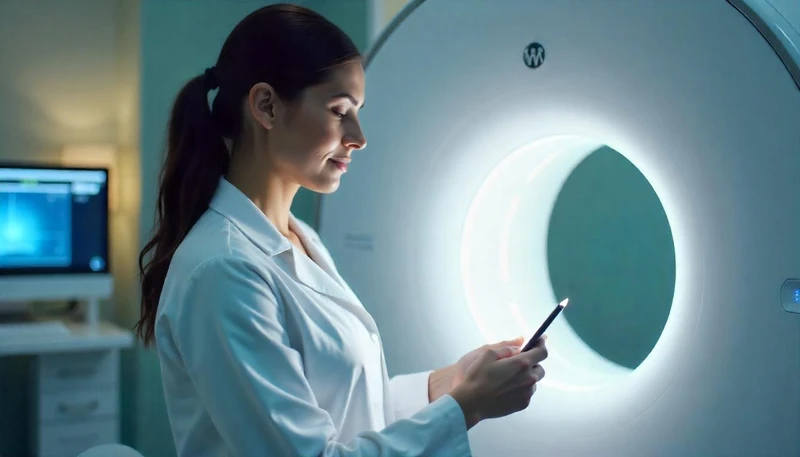 Un dentista haciendo una Tomografía