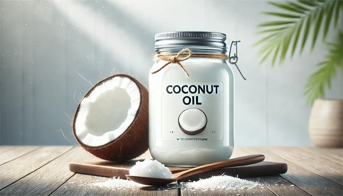 Tarro con aceite de coco