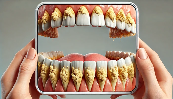 Una dentadura con sarro